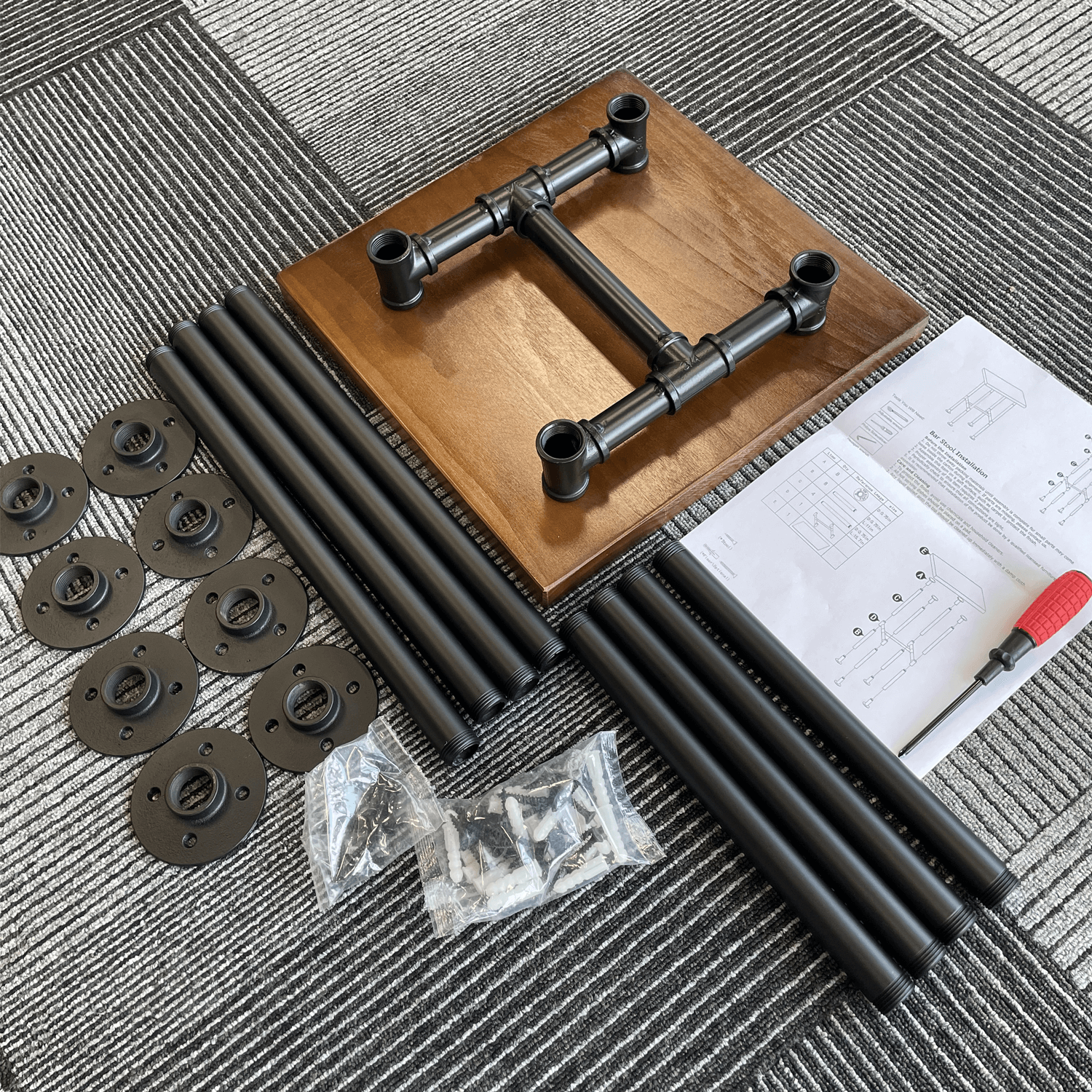 Industrial Style Metal Pipe Bar Stools