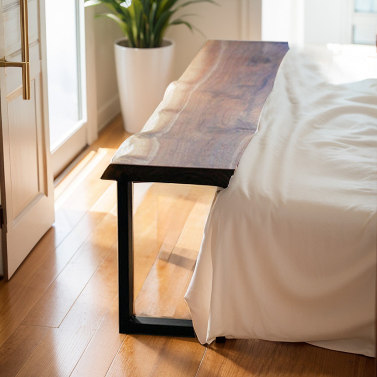 Entryway Bench with Steel Legs